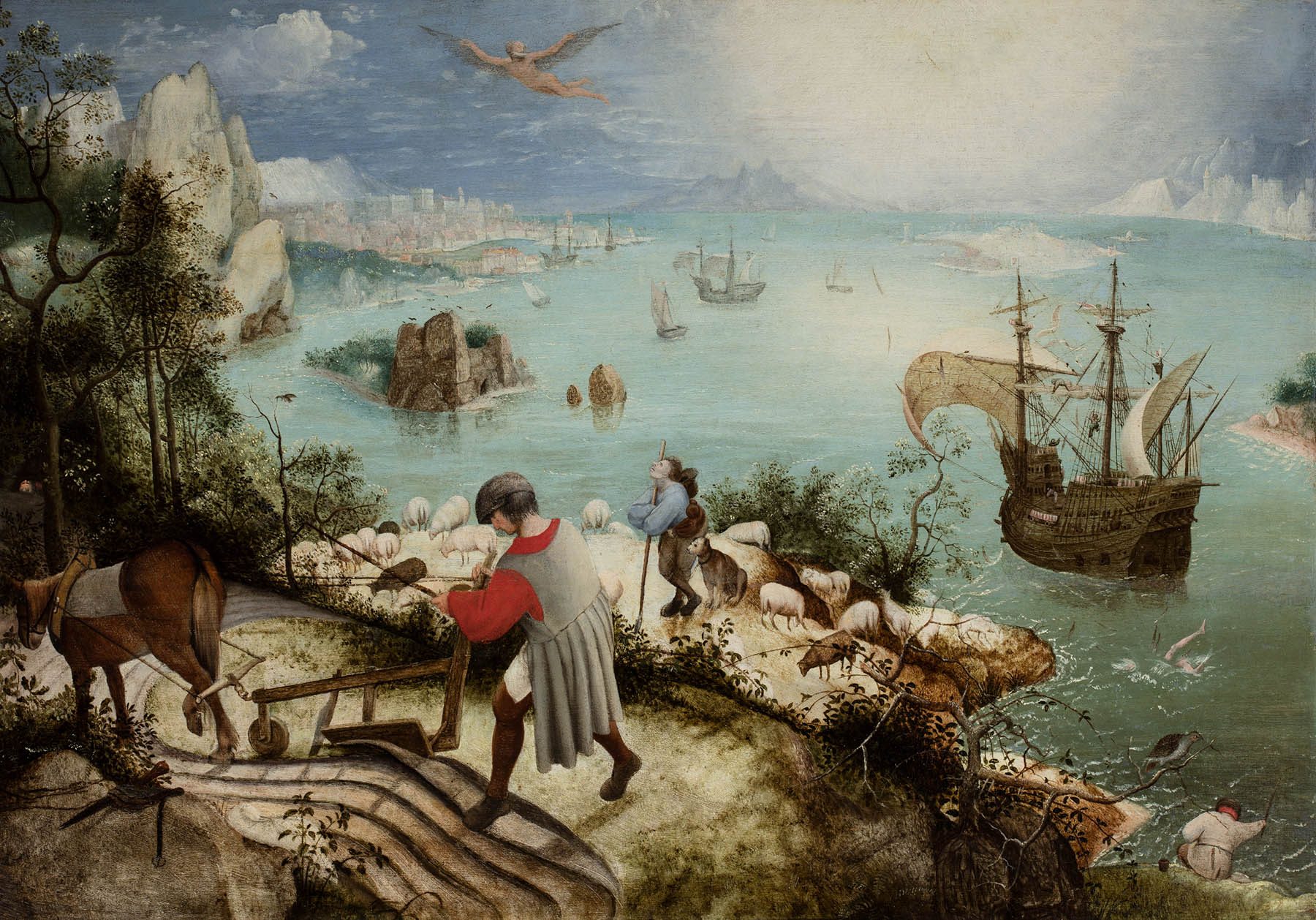 De val van Icarus - Toegeschreven aan Bruegel